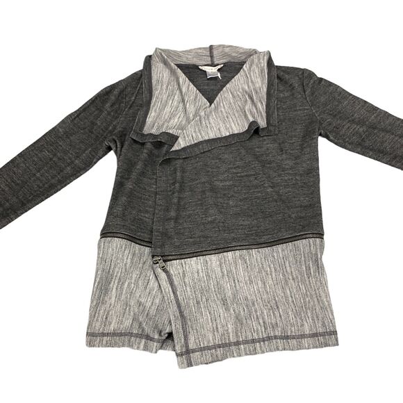 Peyton Jensen Cardigan Top Womens Medium Gray Black Long Sleeve Open Front USA - Picture 9 of 15